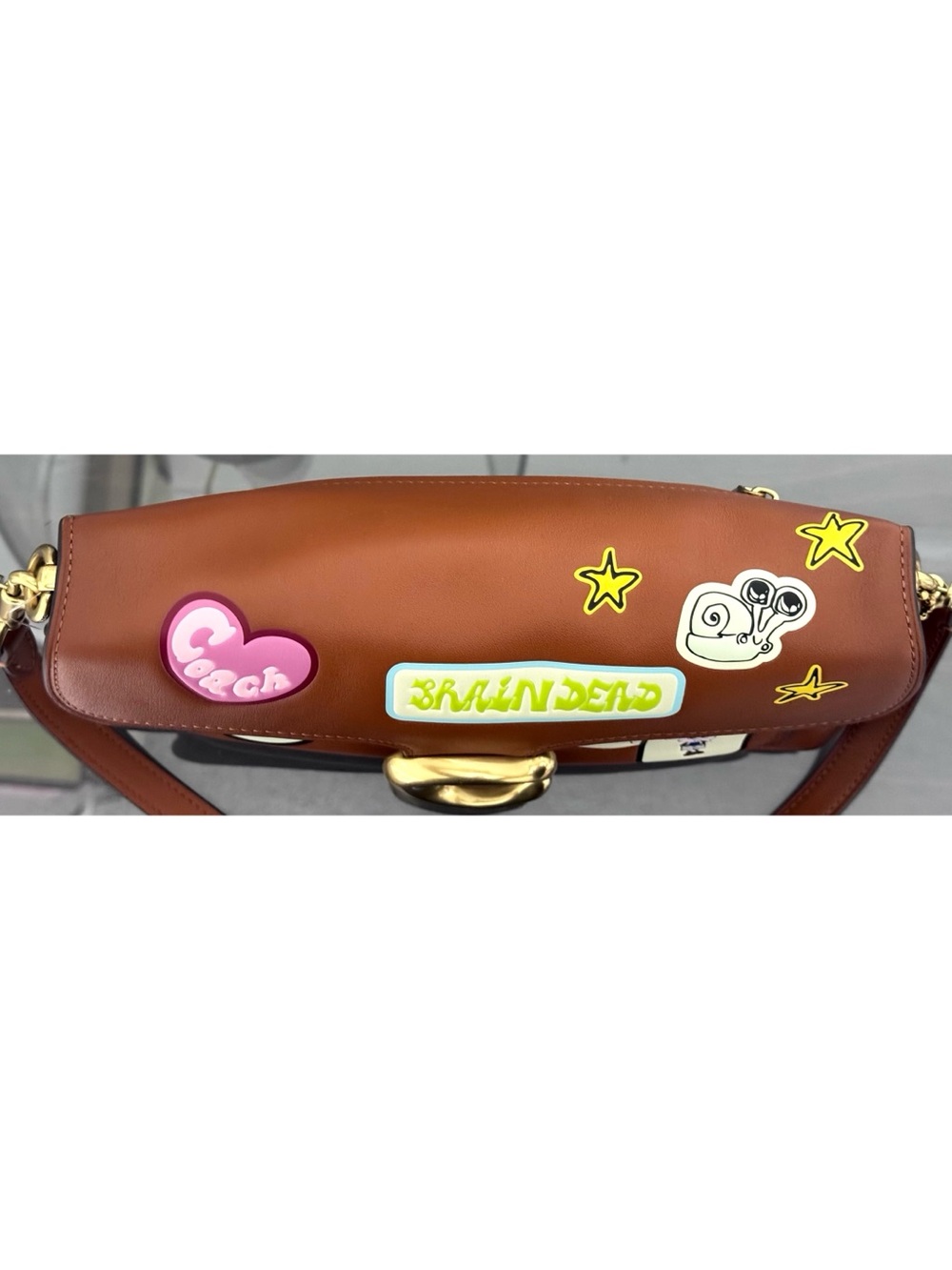 COACH | Brain Dead Soft Tabby Shoulder Bag 26 With Patches, AMBER BROWN - Picture 7 of 12